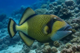 Balistoides viridescens (Балист с жълта глава.)