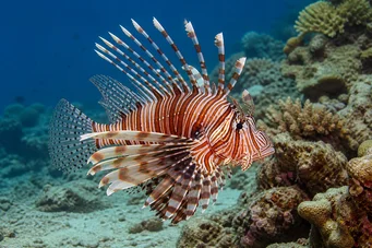 Pterois radiata (Излъчена оценка на риба)
